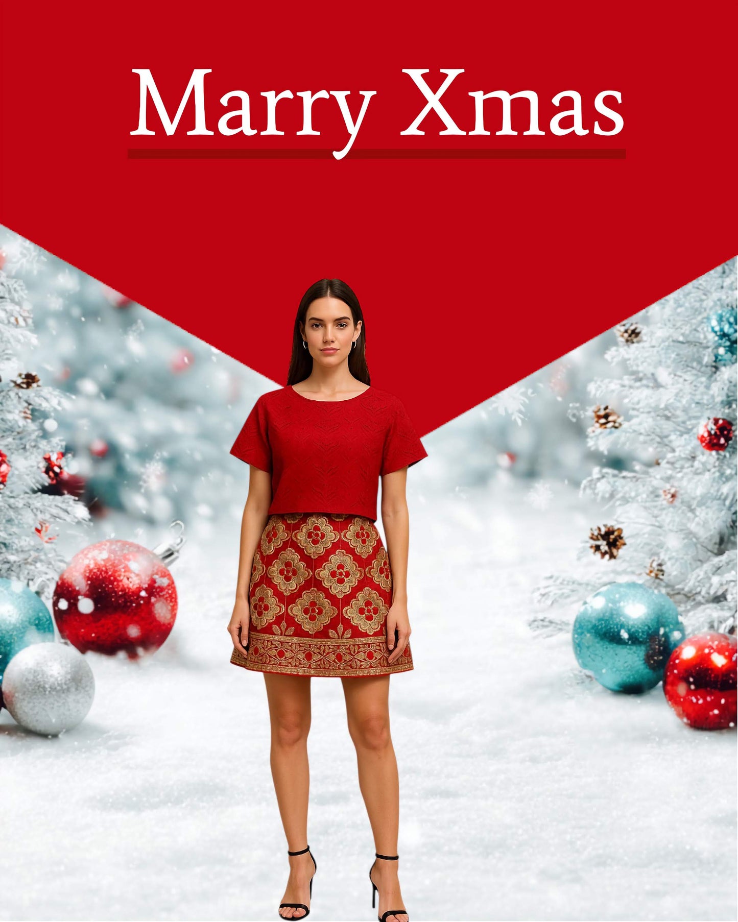 Sequence jacquard A-line skirt